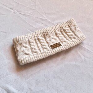 Satin Lined Marley Autumn Cable Knit Headband Head Ear Warmer Cream Off-White